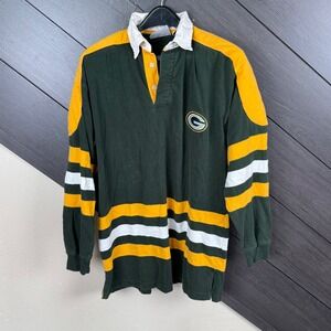 NFL Game Day Logo 7 Green Bay Packers Vintage Medium Padded Rugby Shirt 90's